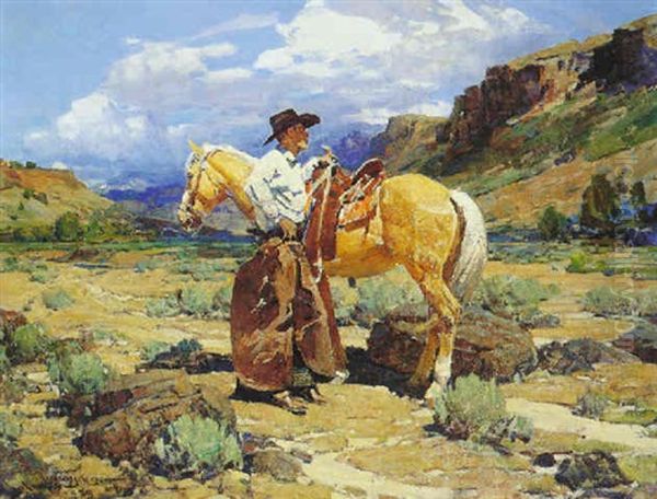 Rim Rock Wrangler Oil Painting by Frank Johnson