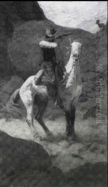 Cowboy On The Hunt Oil Painting by Frank Johnson