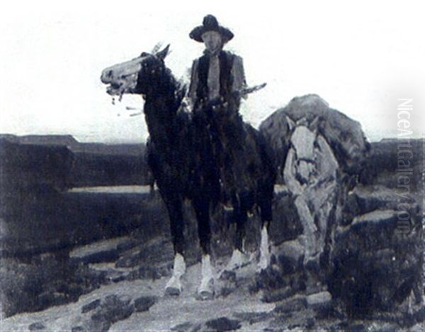 A Desert Sunset Oil Painting by Frank Johnson