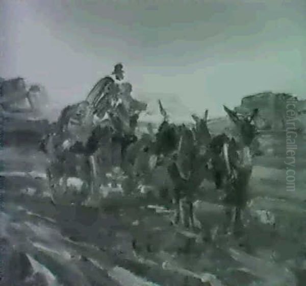 Mule Wagon Oil Painting by Frank Johnson