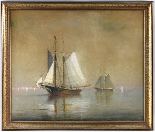 Sailboats At Sea Oil Painting by Johnson, Marshall