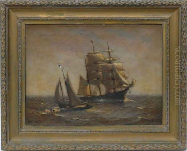 Ship At Sea, Full-sail Oil Painting by Johnson, Marshall