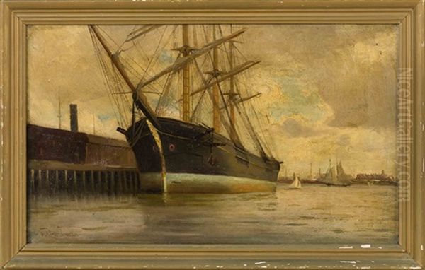 The Ship Charger At A Pier Oil Painting by Johnson, Marshall