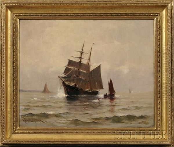 Ship Heading Into Harbor Oil Painting by Johnson, Marshall