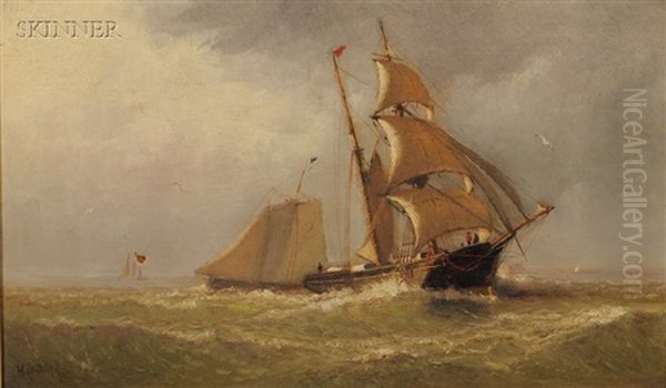 Boats In The Harbor Oil Painting by Johnson, Marshall