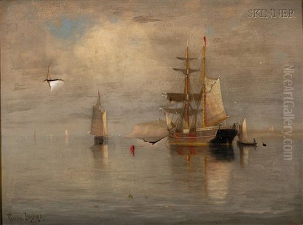 Sailing Vessels In Still Waters Oil Painting by Johnson, Marshall