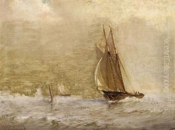 Lightening Up After The Storm - A Boston Harbor View Oil Painting by Johnson, Marshall