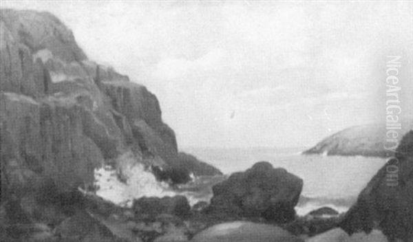 Rocky Seacoast Oil Painting by Johnson, Marshall