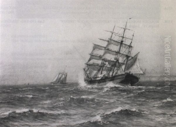 American Vessels Off Shore Oil Painting by Johnson, Marshall