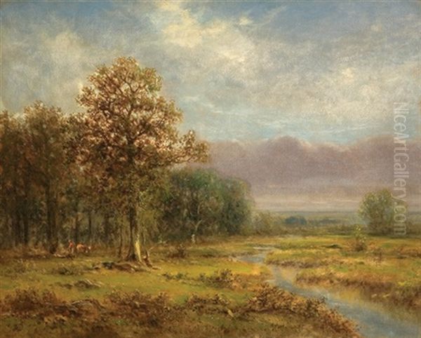 Summer Day By The Creek Oil Painting by David Johnson