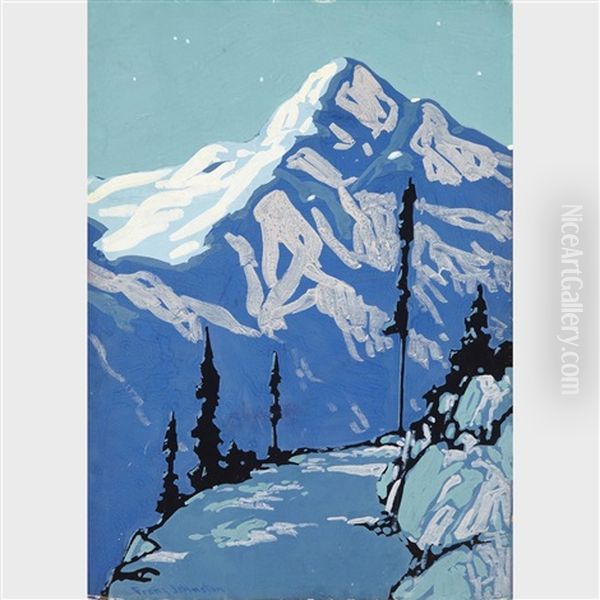 Night Above Lake Louise Oil Painting by Francis Hans Johnston