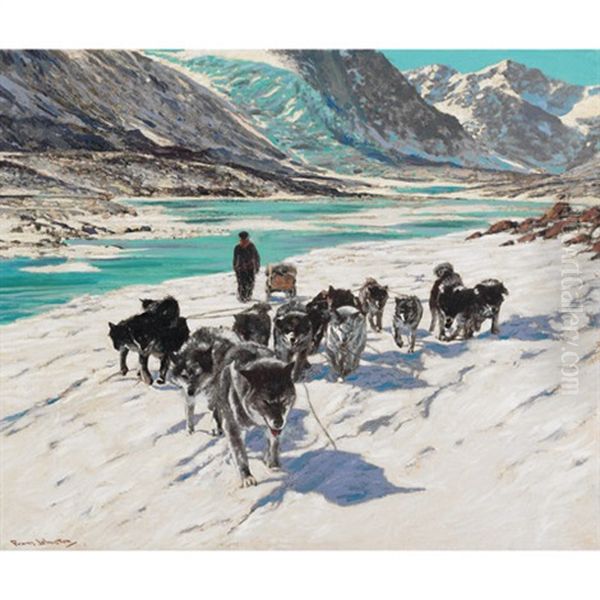 Land Of The Husky Oil Painting by Francis Hans Johnston