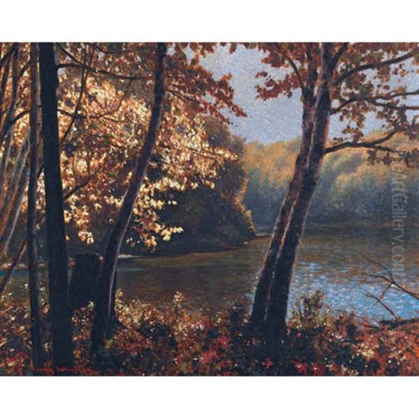 October Lagoon Near Parry Sound, Ontario Oil Painting by Francis Hans Johnston