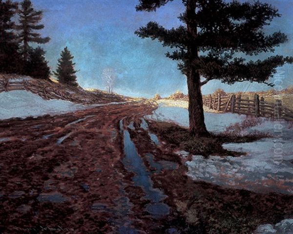 Spring On The Penetang Road Oil Painting by Francis Hans Johnston