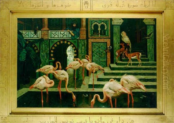 The Pets Of An Eastern Palace: A Tunisian Study Oil Painting by Harry Hamilton Johnston