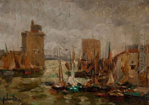 Le Port, St. Malo Oil Painting by John Young Johnstone