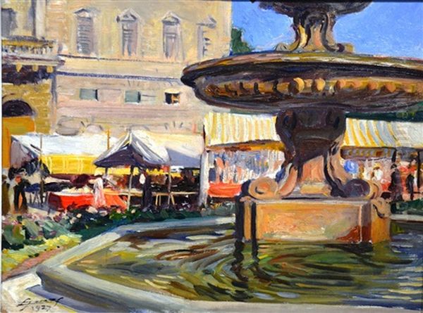 La Vasque A Annecy Oil Painting by Lucien Hector Jonas