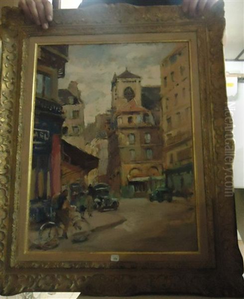 Rue De Paris Oil Painting by Lucien Hector Jonas