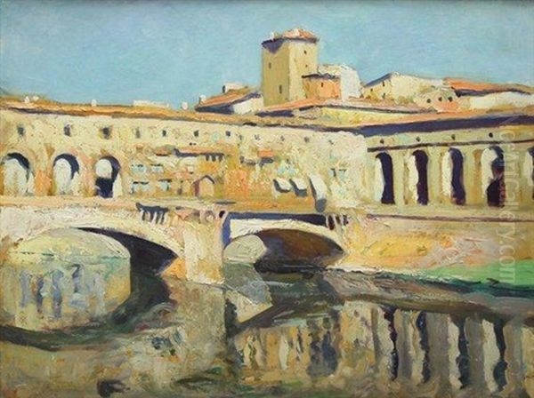 Vue De Florence Oil Painting by Lucien Hector Jonas