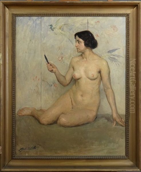 Femme Nue Assise Oil Painting by Lucien Hector Jonas