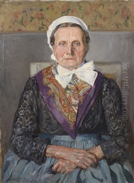 Paysanne A La Coiffe Oil Painting by Lucien Hector Jonas