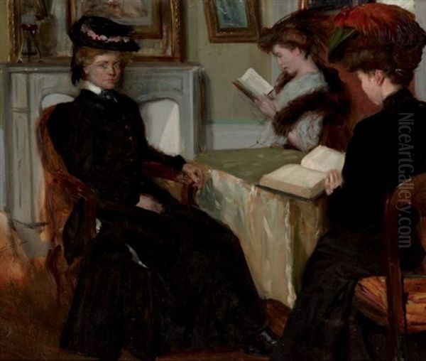 Elegantes Au Salon Oil Painting by Lucien Hector Jonas