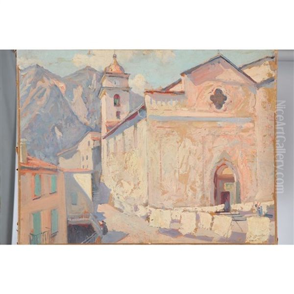 Village Montagnard De Saorge Oil Painting by Lucien Hector Jonas