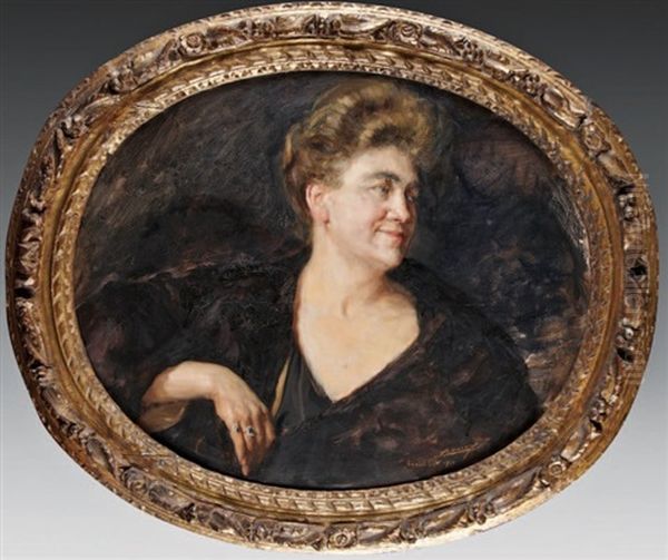 Portrait De Femme Oil Painting by Lucien Hector Jonas