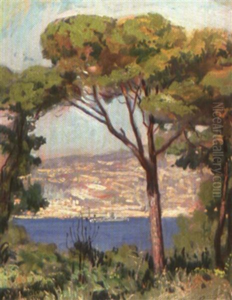 Vue Sur La Baie De Saint Jean Cap Ferrat Oil Painting by Lucien Hector Jonas