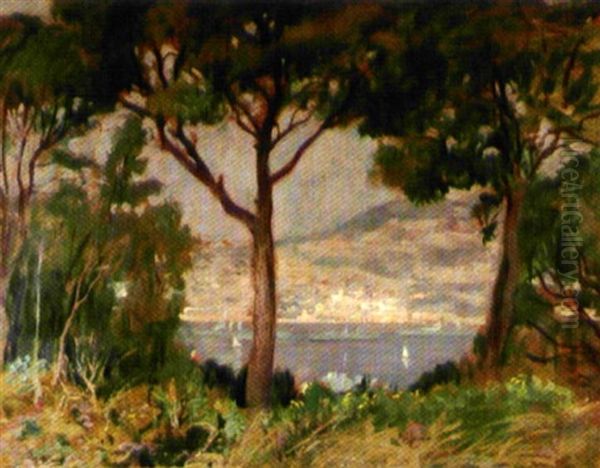 Vue Sur La Baie De Saint Jean Cap Ferrat Oil Painting by Lucien Hector Jonas