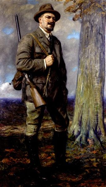 Portrait De Chasseur Oil Painting by Lucien Hector Jonas