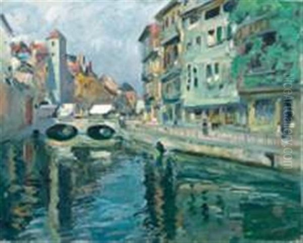 Annecy, Le Canal Oil Painting by Lucien Hector Jonas