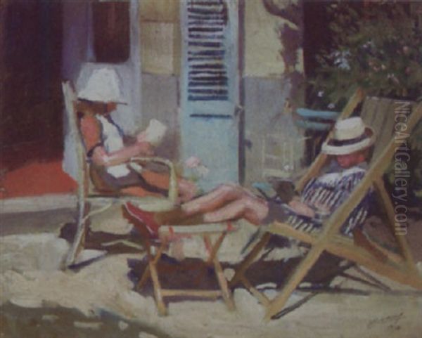 Mittagsruhe Oil Painting by Lucien Hector Jonas