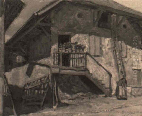 L'escalier Fleuri Oil Painting by Lucien Hector Jonas