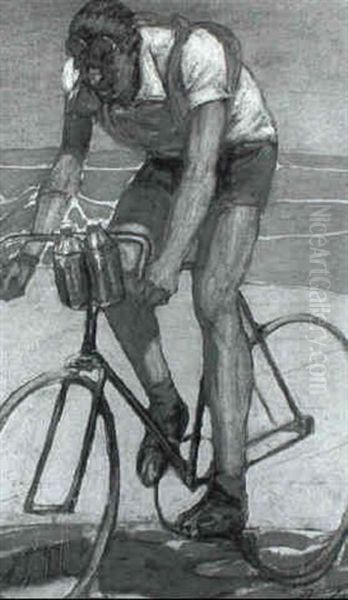 Le Coureur Cycliste Oil Painting by Lucien Hector Jonas