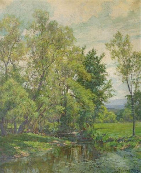 Summer Landscape With Stream Oil Painting by Hugh Bolton Jones