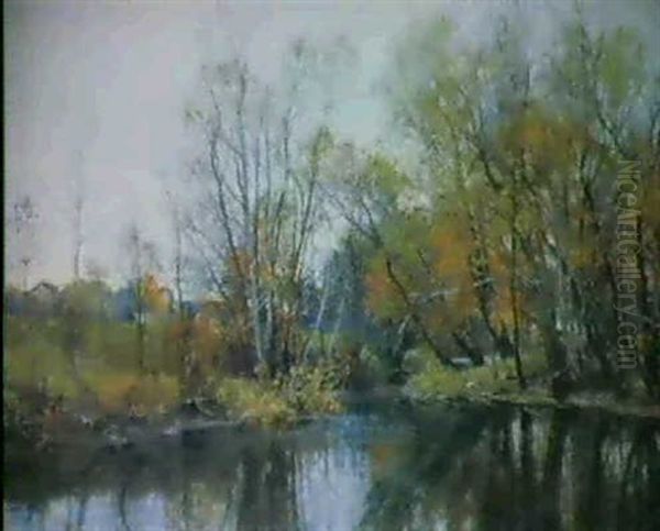 Autumn Reflections Oil Painting by Hugh Bolton Jones