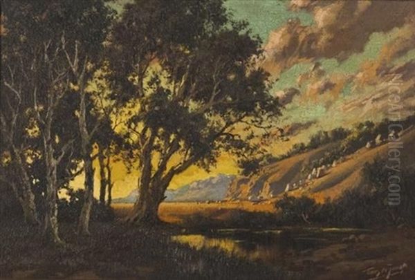 Sunlit Landscape Oil Painting by Tinus de Jongh