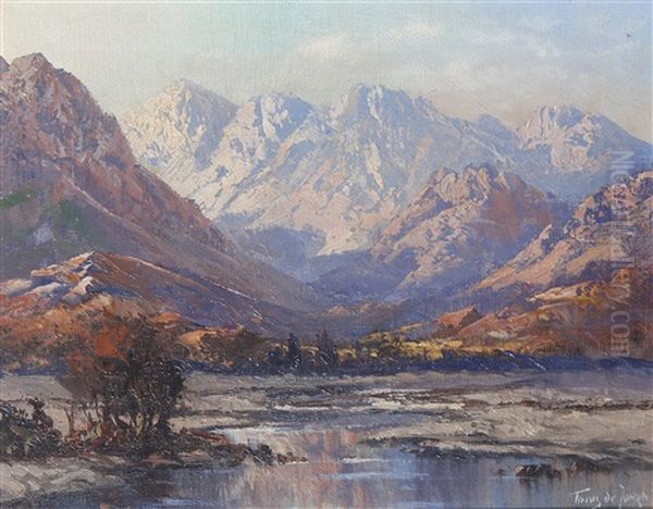 Western Cape Mountains (pair) Oil Painting by Tinus de Jongh