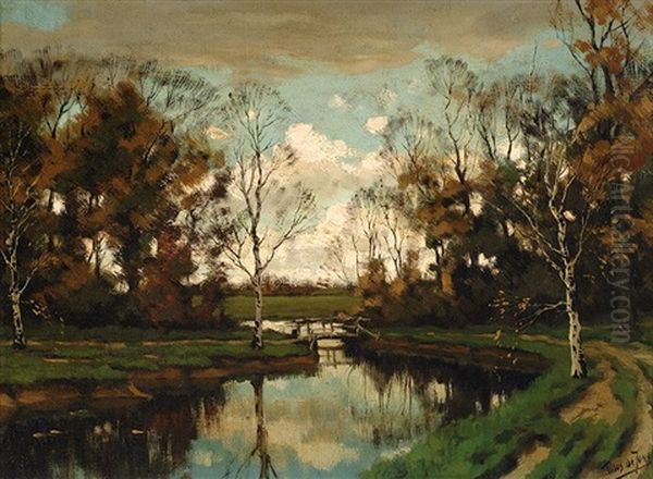 View Of A Lake Oil Painting by Tinus de Jongh