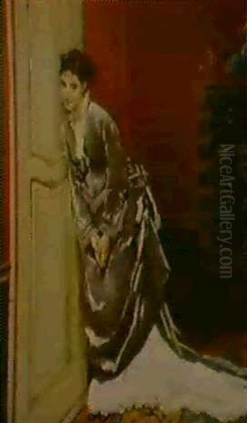 L'indiscrete Oil Painting by Gustave Leonhard de Jonghe