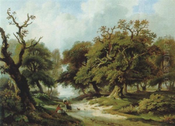 Fluslandschaft Mit Wanderern Oil Painting by Jean-Baptiste de Jonghe
