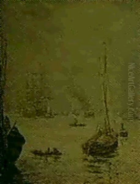 Vue Portuaire Oil Painting by Johan Barthold Jongkind