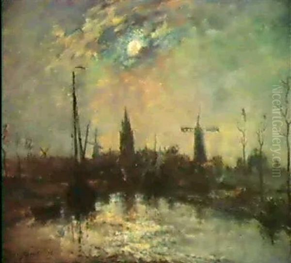 Moonlight Oil Painting by Johan Barthold Jongkind