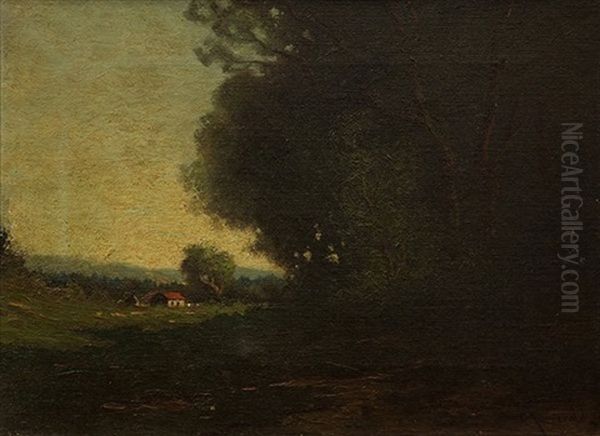 Landscape With Farmhouse Oil Painting by Carl Henrik Jonnevold