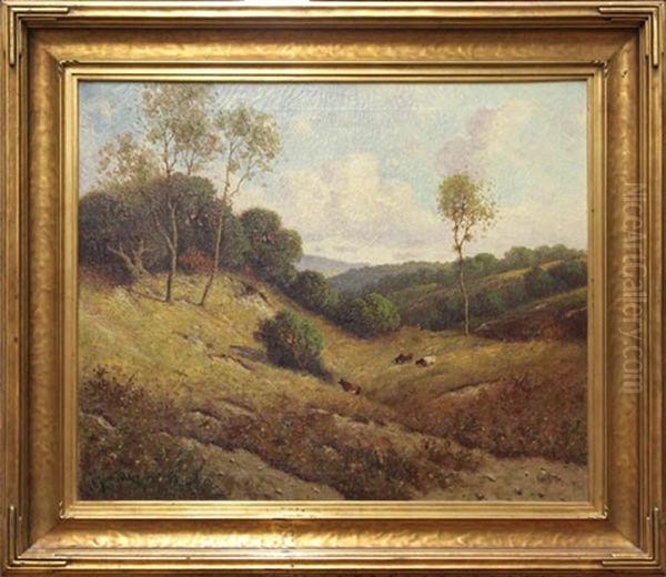 Cattle Grazing In The Sierra Foothills Oil Painting by Carl Henrik Jonnevold
