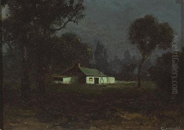 A Country Home At Nightfall Oil Painting by Carl Henrik Jonnevold