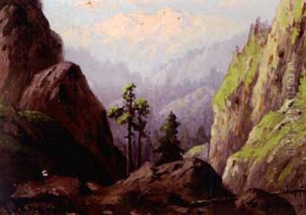 In The California Sierras Oil Painting by Carl Henrik Jonnevold