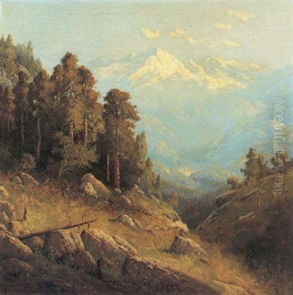 A Mountain Landscape In Spring Oil Painting by Carl Henrik Jonnevold