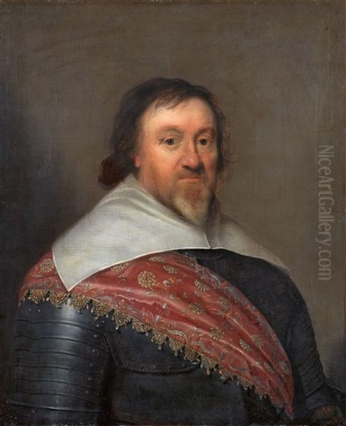 Portrait Of An Officer Oil Painting by Cornelis Jonson Van Ceulen